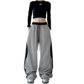 Patchwork Striped Sports Wide Leg Pants